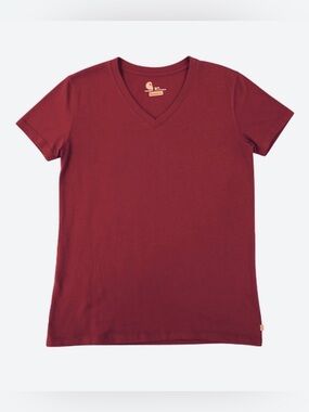 CARHARTT Ladies Short Sleeve V-Neck Tee in Rust Red